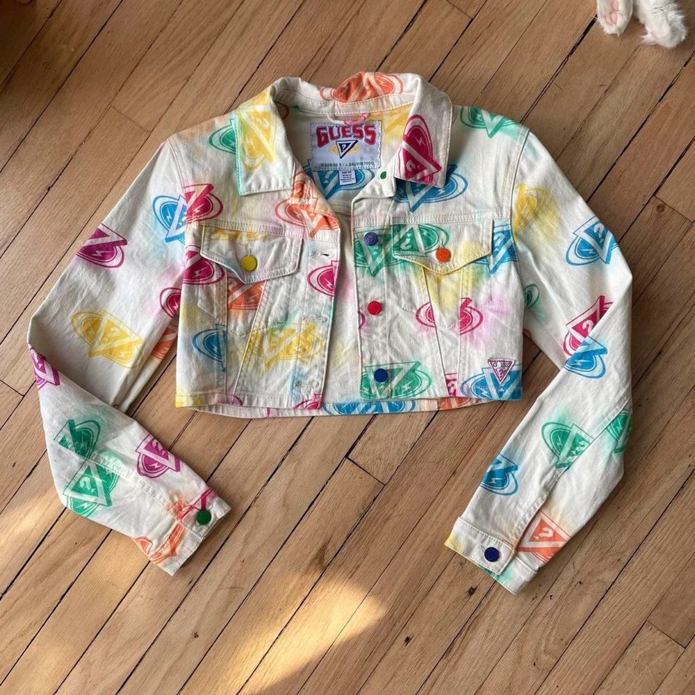Sick cropped white denim jacket from Guess x J. Balvin collab
